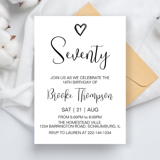 Invitation 70e anniversaire de fête Photo Soixante-dix ans (Créateur téléchargé)
