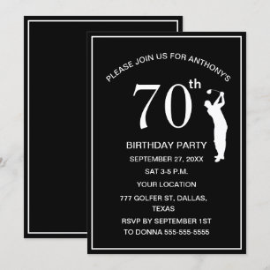 Invitation 70e anniversaire de la fête Golfer Black Par Papa 