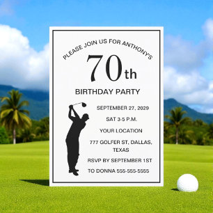Invitation 70e anniversaire de la fête Golfer Black Par Papa