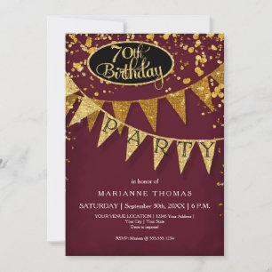 Invitation 70e Anniversaire de la fête Pennant bannière Confe
