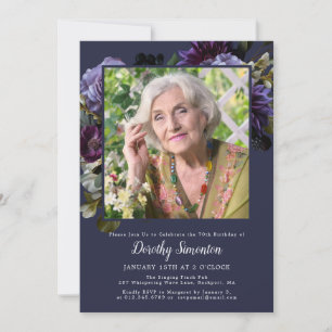 Invitation 70e anniversaire de la fête Photo Moody Purple Flo