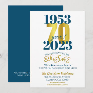 Invitation 70e anniversaire de la typographie de fête Date