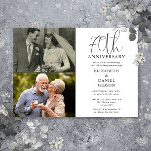 Invitation 70e anniversaire de mariage alors et maintenant 2