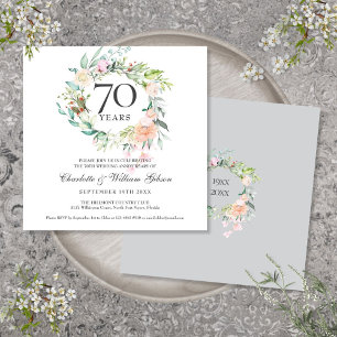 Invitation 70e Anniversaire de Mariage Aquarelle Florale