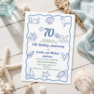 Invitation 70e anniversaire de mariage Chic Dessin à la main