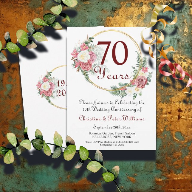 Invitation 70e anniversaire de Mariage Platinum Roses (Créateur téléchargé)