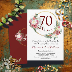 Invitation 70e anniversaire de Mariage Platinum Roses