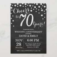 70e Anniversaire de Mariage Tableau Noir Argent