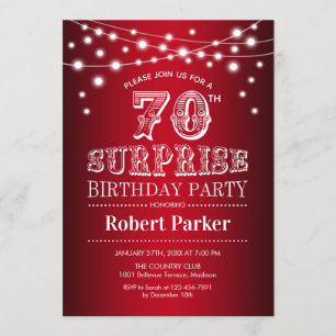 Invitation 70e anniversaire de surprise - Noir Rouge Blanc