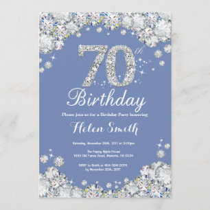 Invitation 70e anniversaire Diamant bleu et argent