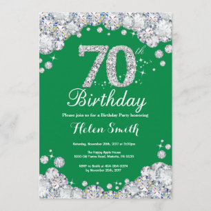 Invitation 70e anniversaire Diamant vert et argent