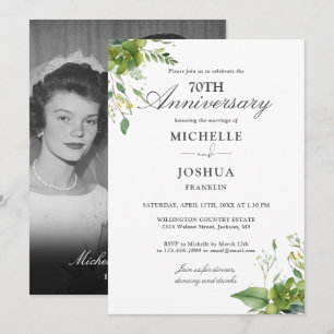 Invitation 70e anniversaire du Mariage Floral Green Photo