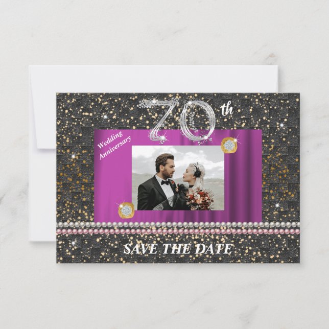 Invitation 70e anniversaire du Platine Mariage Black Woven (Devant)