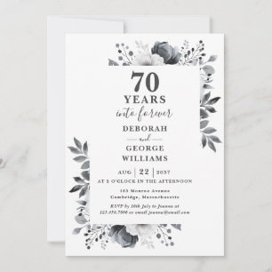 Invitation 70e anniversaire du Platine Mariage Monogramme flo