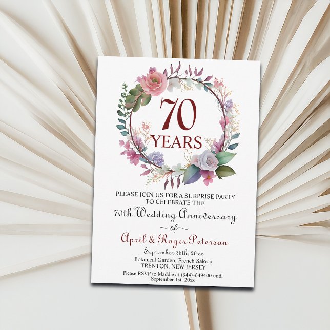 Invitation 70e anniversaire du Platinum Surprise Mariage Flor (Créateur téléchargé)