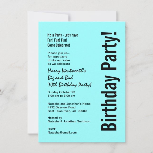 Invitation 70e anniversaire du Turquoise Black Budget V101H (Devant)