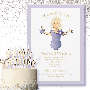 Invitation 70e anniversaire Elegant Blue Gold Fabuleux 70