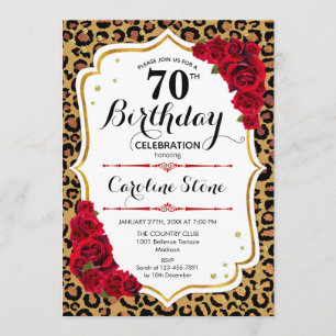 Invitation 70e anniversaire - Empreinte de léopard de Red Ros