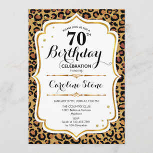 Invitation 70e anniversaire - Empreinte de léopard d'or