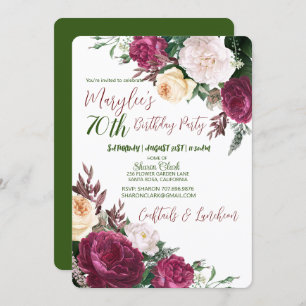 Invitation 70e anniversaire Fête Florale Design Anniversaire 