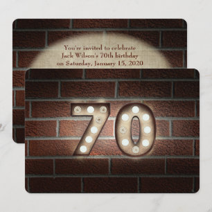 Invitation 70e anniversaire Fête-marquee lumières sur brique