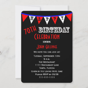 Invitation 70e anniversaire fêter l'invitation Bunting