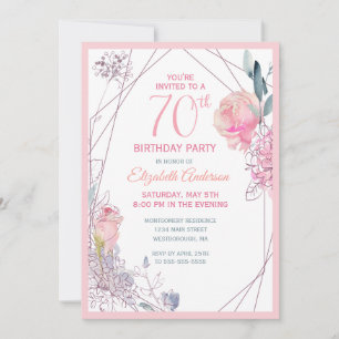 Invitation 70e anniversaire Floral Blush Rose Watercolor Part