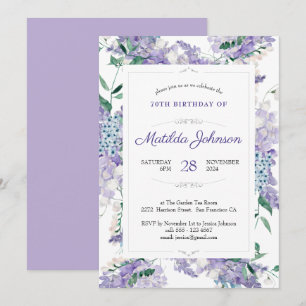 Invitation 70e anniversaire Floral Botanical Purple Aquarelle