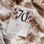 Invitation 70e anniversaire floral élégant<br><div class="desc">Découvrez une floraison d'élégance avec notre nouvelle gamme de cartons d'invitation pour l'anniversaire d'adultes ! Avec un modèle d'invitation moderne,  des floraux aquarelles éthérés dans des nuances luxuriantes de rouge et de rose pastel,  complétés par un feuillage vert vibrant.</div>