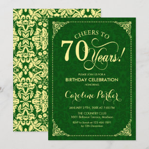 Invitation 70e anniversaire - Gold Green Damask