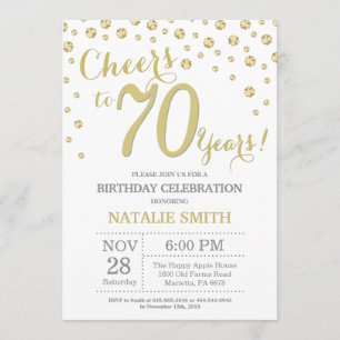 Invitation 70e anniversaire Gold Parties scintillant Diamond