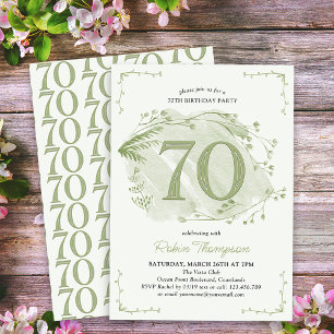 Invitation 70e anniversaire Green Dainty Fleur sauvage Numéro