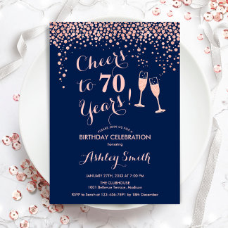 Invitation 70e Anniversaire - Hommage À 70 Ans Rose Marine