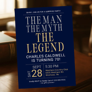 Invitation 70e anniversaire L'homme La légende Le mythe