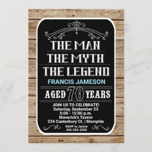 Invitation 70e anniversaire L'homme Le mythe La légende 70 an