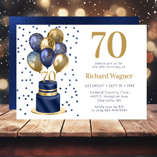 Invitation 70e anniversaire Marine Blue Balloon Cake