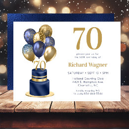 Invitation 70e anniversaire Marine Blue Balloon Cake