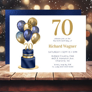 Invitation 70e anniversaire Marine Blue Balloon Cake