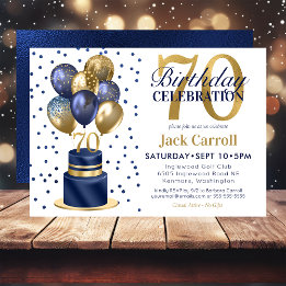 Invitation 70e anniversaire Marine Blue Balloon Cake