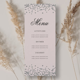 Invitation 70e Anniversaire Menu Confetti Argent Rose