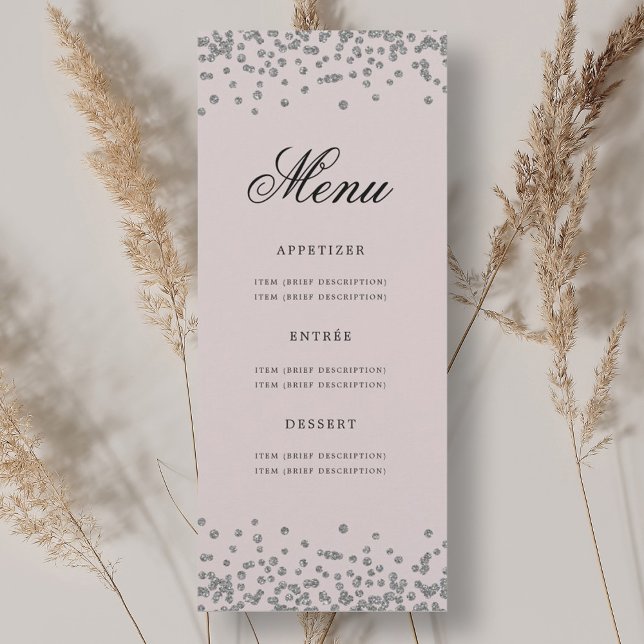 Invitation 70e Anniversaire Menu Confetti Argent Rose (Créateur téléchargé)