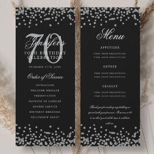 Invitation 70e Anniversaire Menu Merci U Silver Black