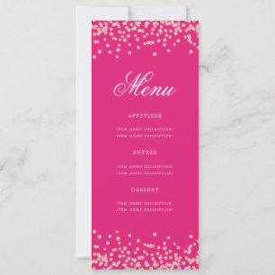 Invitation 70e anniversaire Menu Rose Gold Confetti Hot Pink