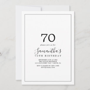 Invitation 70e anniversaire minimaliste