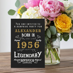 Invitation 70e anniversaire Né en 1956 Noir Or Rétro Vintage