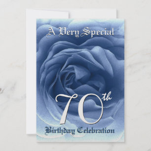 Invitation 70e anniversaire Papier métallique Rose bleu doux