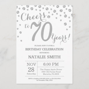 Invitation 70e anniversaire Parties scintillant d'argent Invi