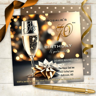 Invitation 70e anniversaire pétillant et festif