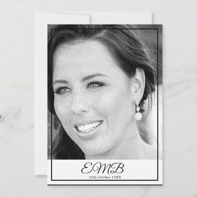 Invitation 70e anniversaire Photo Monogramme Elégant annivers (Dos)