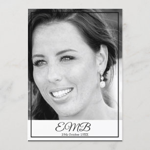 Invitation 70e anniversaire Photo Monogramme Elégant annivers